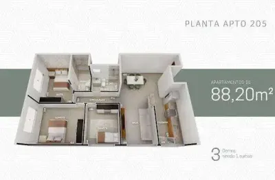 Apartamento com 3 quartos à venda na Vila dos Técnicos, Timóteo 