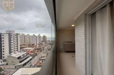 Apto 2 dorms, 1 suíte, 73m2, guihermina, p. grande, ar cond, sacada envidraçada