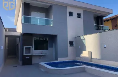 Sobrado geminado, 3 suítes, 3 vagas, com piscina e churrasqueira, 135m², tupi