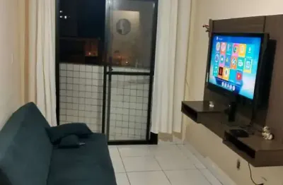 Apto 400m praia com 1 dormitório, 1 banheiro, 1 vaga, sacada, mobiliado