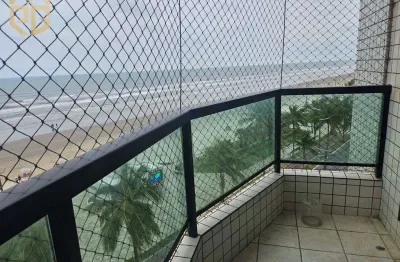 Apto frente mar com 2 dormitórios sendo 1 suíte, 2 banheiros, 1 vaga, varanda.