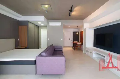 Apartamento studio mobiliado com 1 dormitório para locação, com 50m² - itaim bibi.