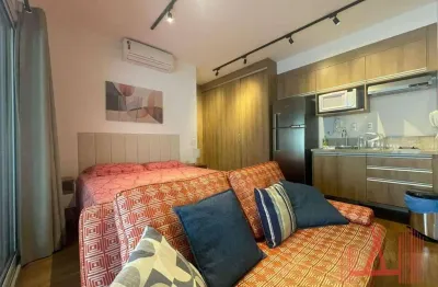 Apartamento studio mobiliado para locação com 1 dormitório, 1 vaga de garagem, com 42 m² - consolação