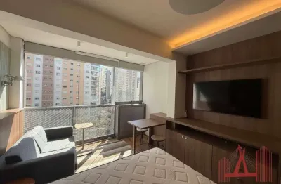 Apartamento studio mobiliado para locação com 1 dormitório, 1 vaga de garagem, com 24 m² - pinheiros