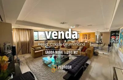 Apto com 203 m2 - 4 quartos (3 suítes) - carlos drummond de andrade - lagoa nova - 3 vagas livres - alto padrao