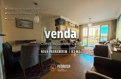 Apartamento à venda com 83 m2 - 3 quartos - no bairro de nova parnamirim/parnamirim - 2 vagas