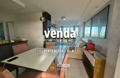 Apartamento à venda com 61 m2 - 2 quartos - no bairro de ponta negra/natal - 1 vaga