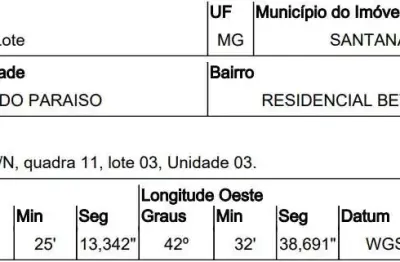 Oportunidade única em santana do paraiso - mg | tipo: terreno | negociação: licitação aberta  | situação: imóvel