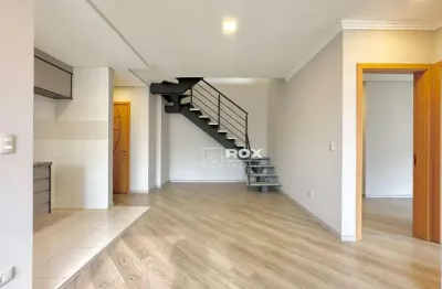 Cobertura duplex, nova, com 132,72m² de apartamento + 22,28m² de terraço descoberto.