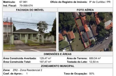 Casa 130m2 + 68m2 de Edícula completa – Santa Felicidade / Butiatuvinha. Casa em alvenaria, 3 quartos (1 suíte), sala ampla e cozinha planejada, pia granito. Edícula com 68 m², com churrasqueira, quar