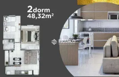Apartamento com 2 dormitórios à venda, 48,32m² - chácara do visconde - taubaté/sp