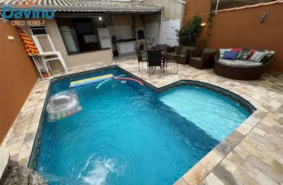 950mil - casa alto padrão - espaço gourmet com churrasqueira piscina semi mobiliada planejados
