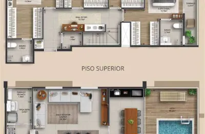 247,2mil entrada - cobertura duplex 4 suites piscina privativa 3 vagas alto padrao fino acabamento