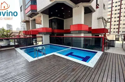 Apartamento 1 quarto, sacada com vista livre,  lazer completo, vista mar, 50 metros da praia da guilhermina