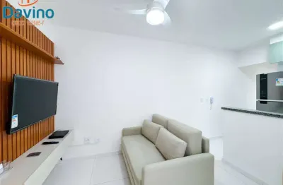 Apartamento mobiliado, 350mil - praia do canto do forte 40m área útil, bem distribuídos em 1 dormitório com sacada, banheiro social, sala, com sacada, cozinha e possui 1 vaga privativa.