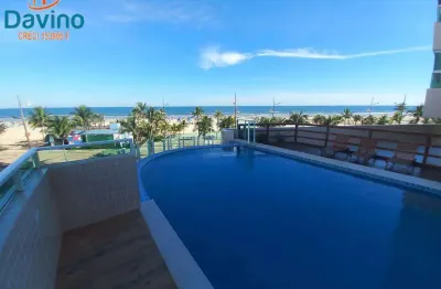 2 dormitórios com vista para o mar, varanda gourmet, lazer completo, prédio pé na areia na praia da mirim, por apenas r$440.000 à vista