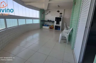 Apartamento mobiliado em predio frente praia, com vista mar, 2 quartos 1 suíte, sacada com churrasqueira, piscina,