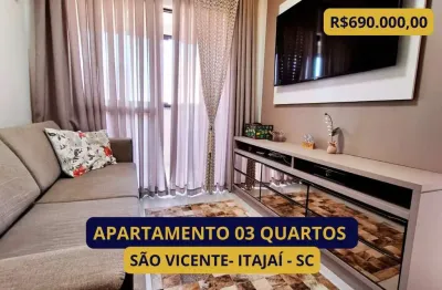 Apartamento para venda em itajaí, são vicente, 3 dormitórios, 1 suíte, 1 banheiro, 1 vaga