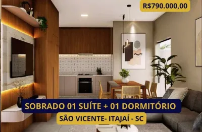 Sobrado para venda em itajaí, são vicente, 2 dormitórios, 1 suíte, 3 banheiros, 1 vaga