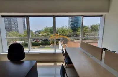 Sala comercial para locação, edifício brascan, alphaville, com 1 vaga de garagem, copa e 1 banheiro privativo.