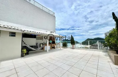Cobertura duplex decorada com vista para o mar á venda na praia das astúrias, guarujá, sp