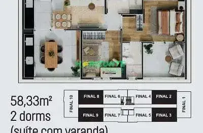 Apartamento com 2 dormitórios à venda, 58 m² - bairro da floresta - são josé dos campos/sp