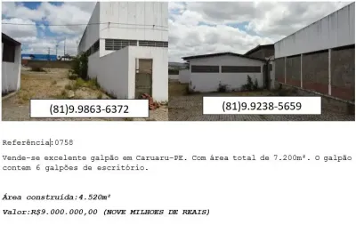 Barracão / Galpão / Depósito com 6 salas à venda na Centro, 03, Centro, Caruaru