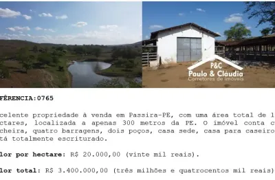 Fazenda à venda na Rua da Matriz, Zona Rural, Passira
