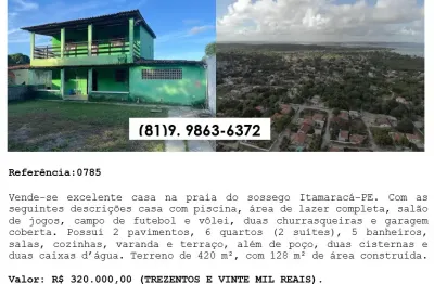 Casa com 6 quartos à venda na Avenida João Pessoa Guerra, Praia do Sossego, Ilha de Itamaracá