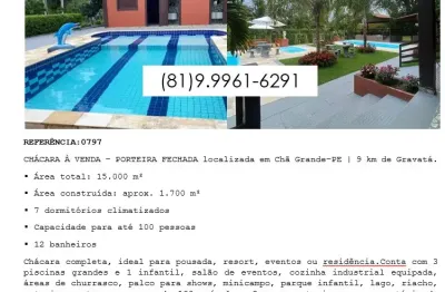 CHÁCARA À VENDA – PORTEIRA FECHADA localizada em Chã Grande–PE