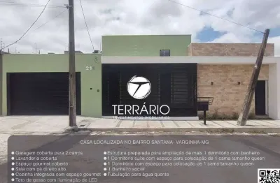Casa à venda no santana em varginha com 1 quarto, 1 suíte, 2 banheiros, churrasqueira e 2 vagas