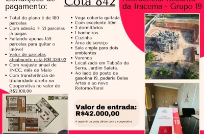 Excelente cota 842 (apartamento na planta, em construção) grupo 19 - taboão da serra, próximo ao futuro metrô
