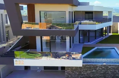 Mansão à venda no urbanova - sobrado com 5 suítes com infra p/ elevador e piscina aquecida cond. reserva do paratehy 550 m² de área - s.j.campos/sp