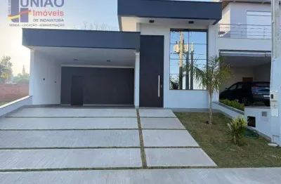 Casa nova em condomínio fechado, indaiatuba/sp, 03 suítes, piscina, área gouemet.