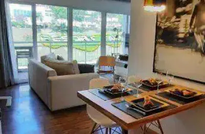 Apartamento mobiliado com 50m², aluguel por r$ 3.600,00/mês - alphaville/sp