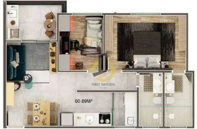 Lançamento residencial rosaflor - 60,87m², 64,72m², 66,67m² e  66,93m² - 2 dormitórios (1 suíte) - 1 ou 2 vagas - previsão de entrega 12/2025 - em sbc