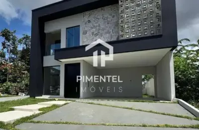 Nova | Nunca Habitada | Casa DUPLEX no Quinta das Marinas - Ponta Negra com 04 suítes | Área gourmet com churrasqueira e piscina com cascata