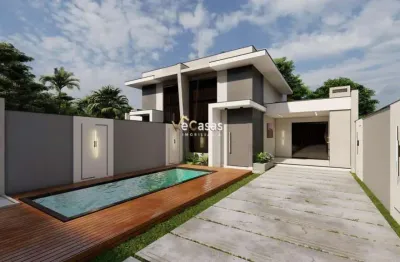 Casa linear recreio com piscina em meio terreno e amplo quintal