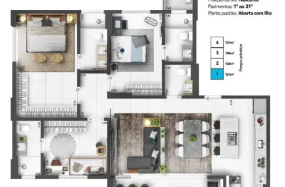 Apartamento à venda , com 3 suítes no europark noronha