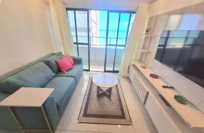 Aluguel lindo apto 54m² 2qts 1wc 100% mobiliado, planejado e equipado, varanda vista mar, nascente 50m praia em candeias