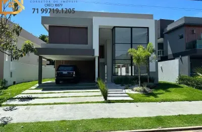 Casa alto luxo 4/4 suítes moderna conceito aberto no alphaville litoral norte 1 | abrantes.condomínio fechado.próximo shopping outlet-piscina, churras