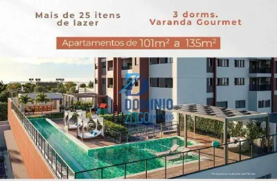 Apartamento com 3 dormitórios à venda, 101 m² - parque do mirante - uberaba/mg
