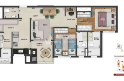 Apartamento com 2 quartos à venda na rua nuporanga, 40, chácara da barra, campinas, 86 m2 por r$ 1.185.000