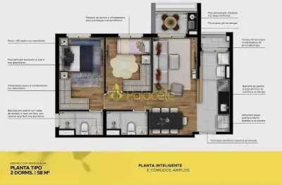 Apartamento à venda 2 quartos, 1 suite, 2 vagas, 58.45m², jardim esplanada, são josé dos campos - s