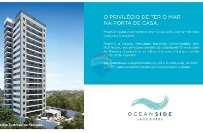 Oceanside jaguaribe, apartamento com 2 quartos,1 suíte com vista ao mar