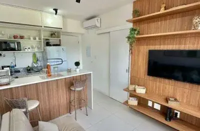 Blue barra aluguel - excelente quarto e sala com 27,14 m2, cozinha americana, mobiliado