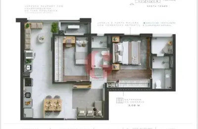 Apartamento novo para venda com 2 quartos sendo 1 suíte - 60,85m² no bairro jardim das colinas