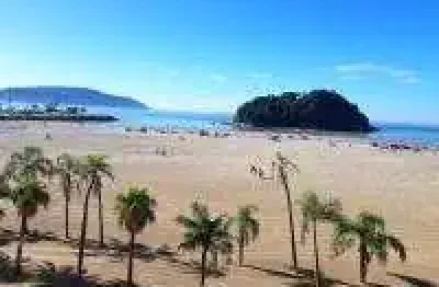 Locação amplo apto de 60 m² com 1 quarto, varanda e vista mar, pé na areia, no josé menino, em santos -sp