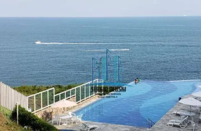 Vista mar incrível, varanda, 2 suítes. piscina com borda infinita. guarujá-sp.