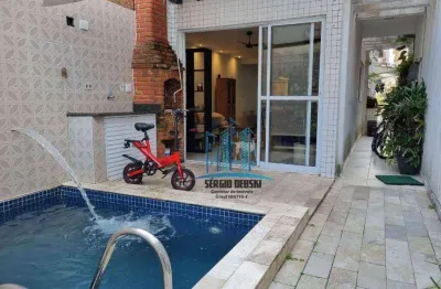 Casa sobreposta térrea com 4 suítes para venda, toda reformada, no bairro do campo grande, santos-sp. próximo à rota de fretados.